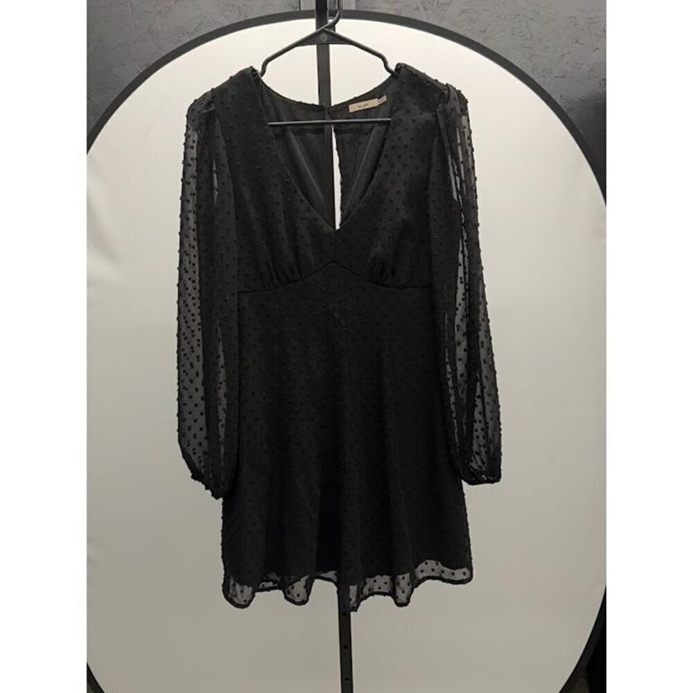 Mi Ami Black Dot Long Sleeve Sheer Dress
